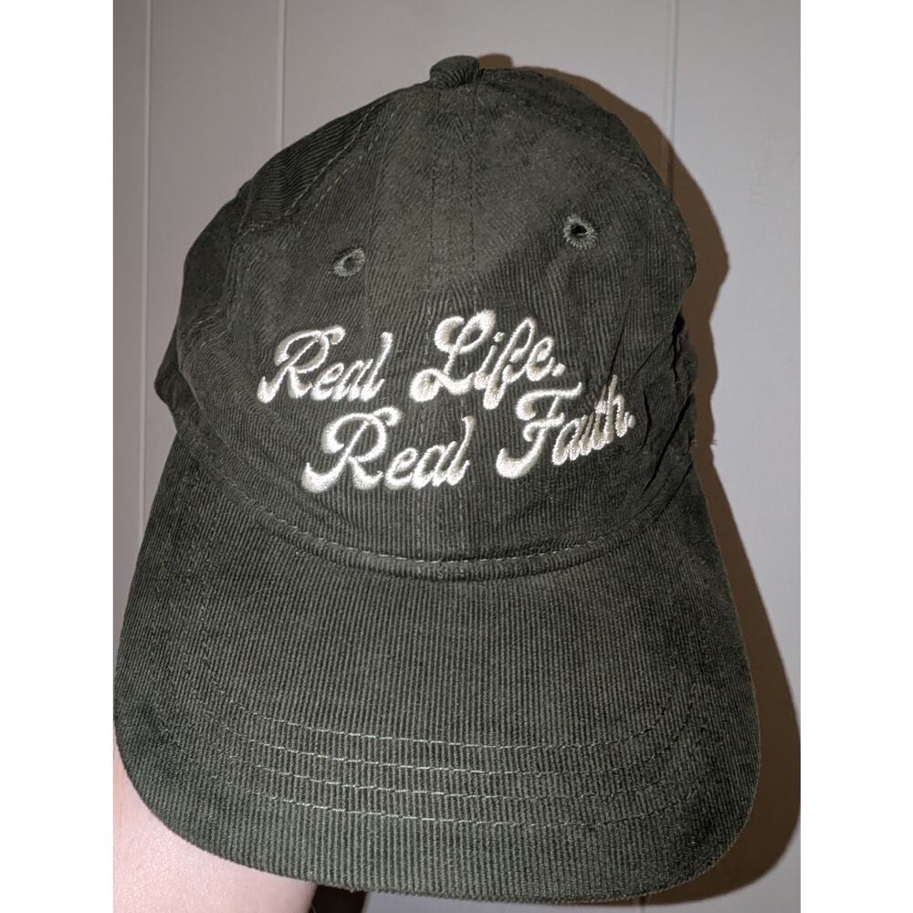Port Authority Olive Corduroy Hat Real Life Real Faith Embroidered Adjustable